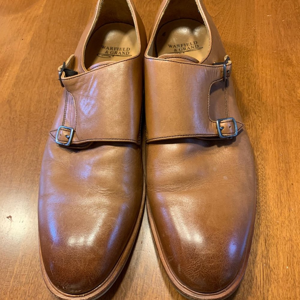 Warfield & Grand "James" Brown Leather Double Monk Strap Slip On Men's 10-M NICE